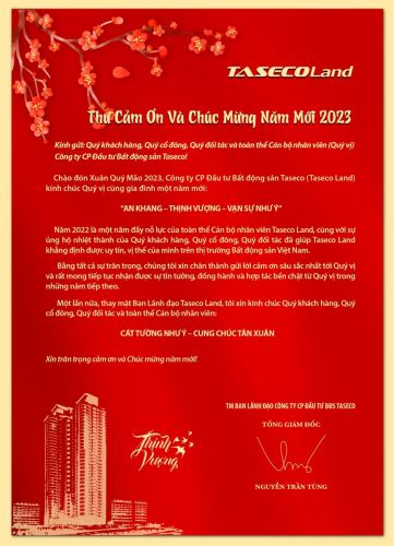 Thư cảm ơn và chúc mừng Tết nguyên đán Quý Mão 2023